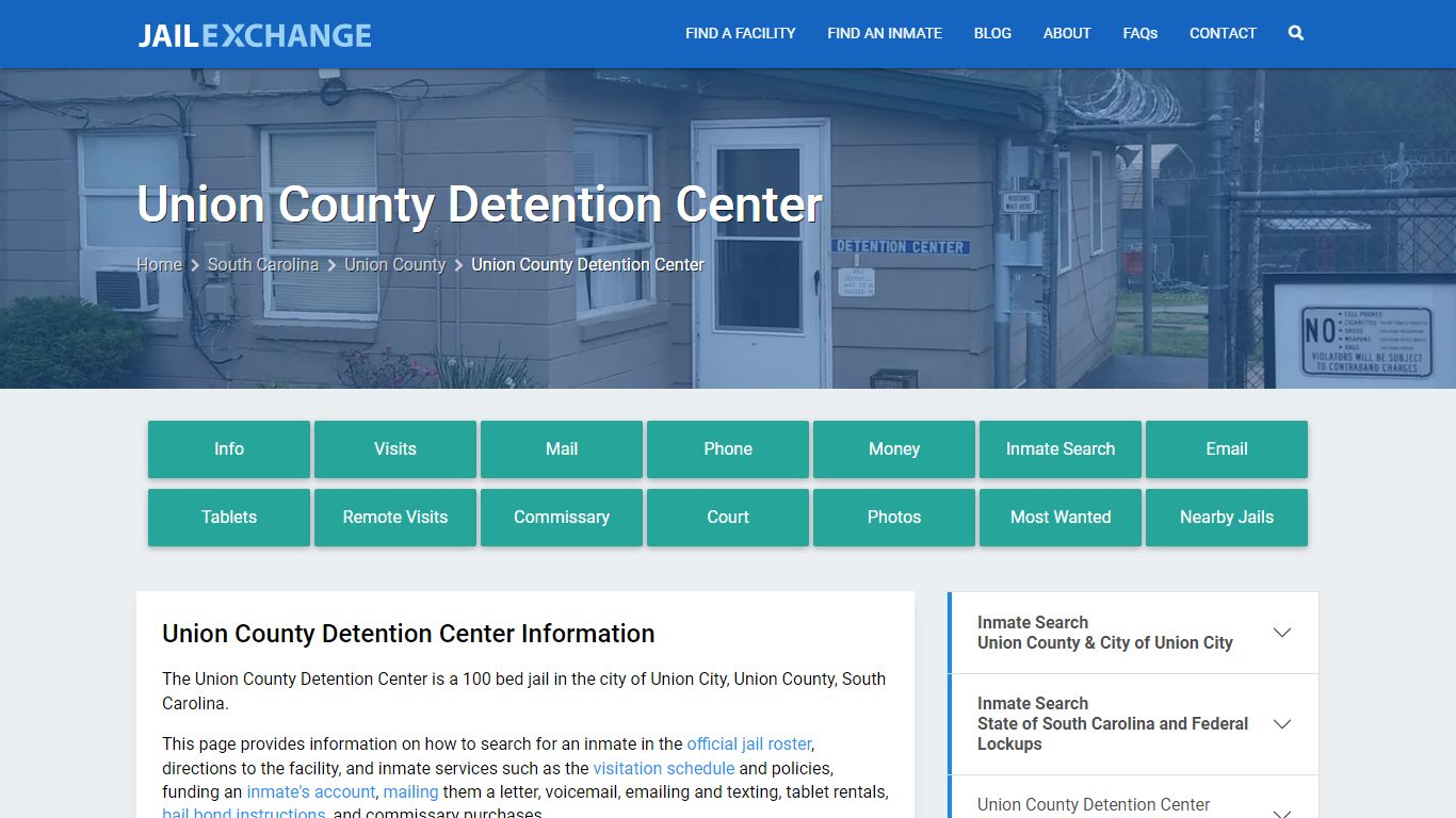 Union County Detention Center, SC Inmate Search, Information