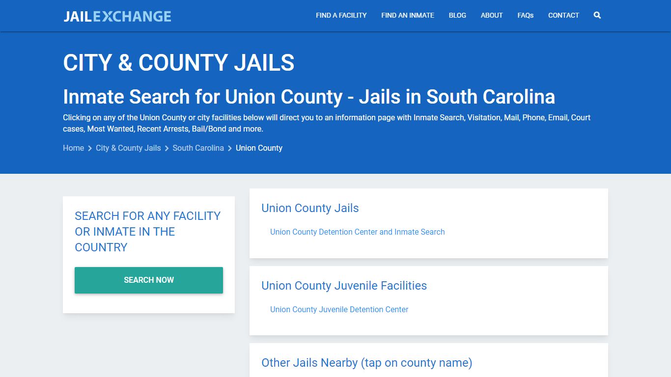 Inmate Search for Union County | Jails in South Carolina - Jail Exchange